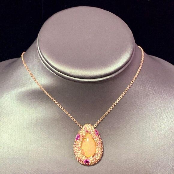 Natural Ethiopian Sapphire Necklace 14kGold 11.5TCW GIA Certified $8,950 016621 - Picture 3 of 13